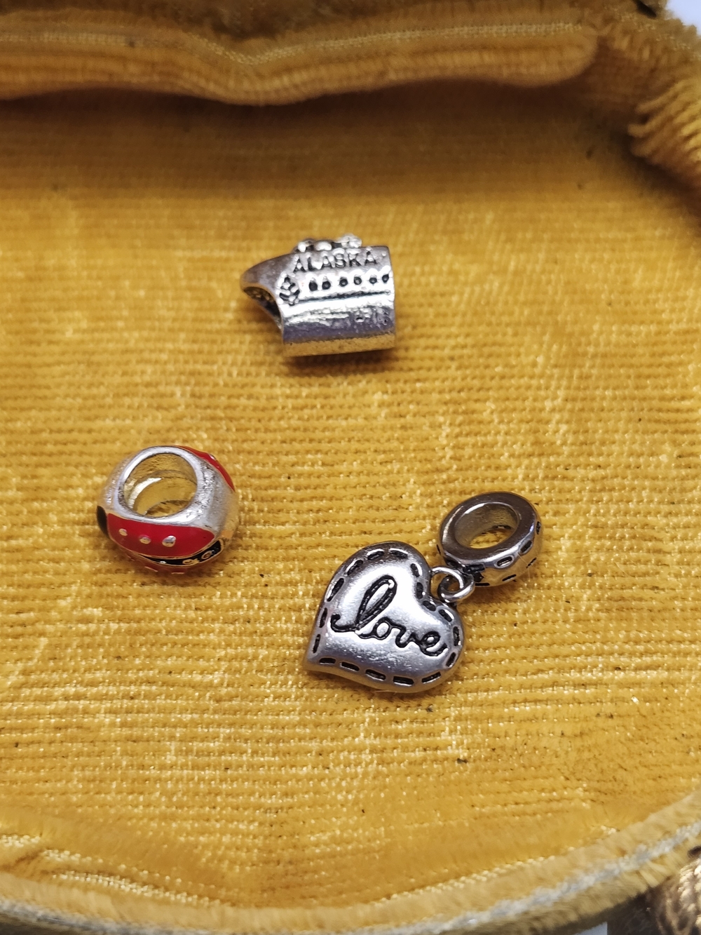 Silver 'Love' Heart Dangle Charm for Kids - Red Accent Bead Included